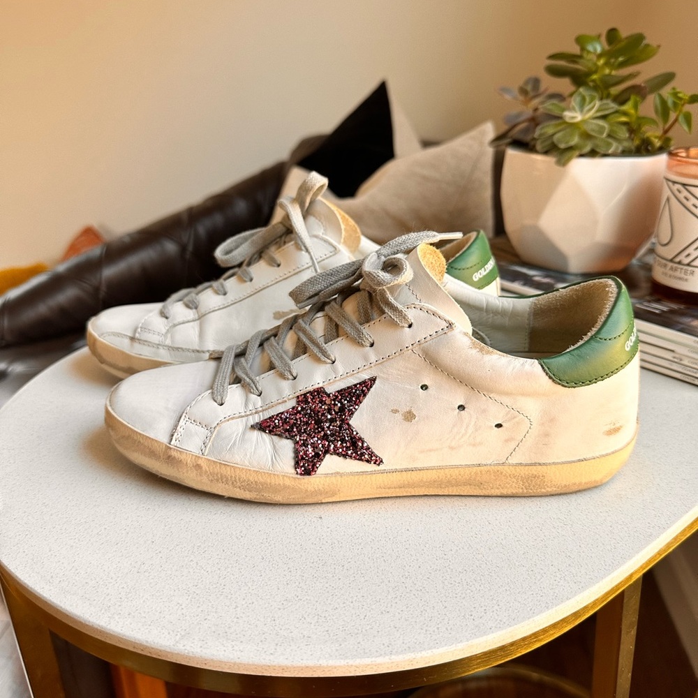 Glitter Leather Golden Goose Superstars - Size 38